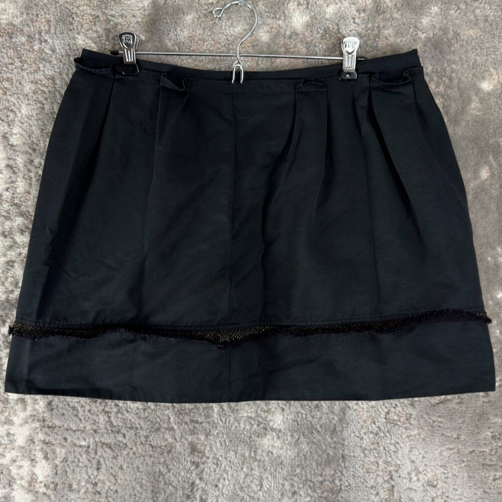 Mossimo Size 12 Ruffle Mini A Line Skirt Black Pull On Lined Cotton
